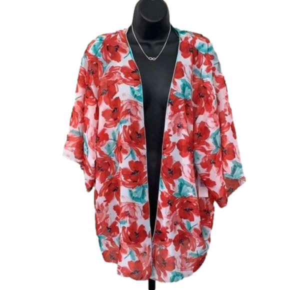 𝅺KAII Sheer Kimono Cardigan Swim Cover Up Duster - Picture 1 of 8